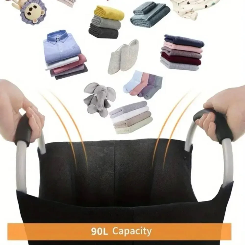 NWT Gorgeous Black 25.1ga Large Collapsible Fabric Laundry Hamper Padded Handles